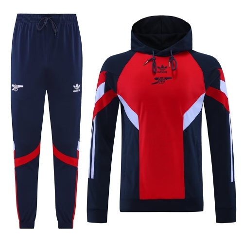 2024/25 Arsenal Red & Blue Soccer Tracksuit Uniform With Hat-LH