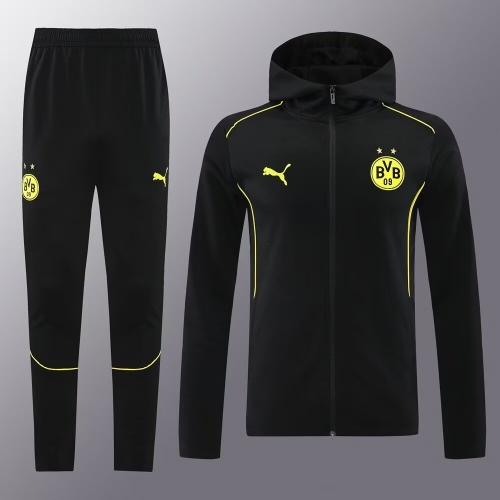 2024-2025 #02 Borussia Dortmund Black Soccer Jacket Uniform With Hat-LH