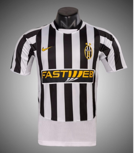 03/04 Retro Version Juventus Home Black & White Thailand Soccer Jersey AAA-1041