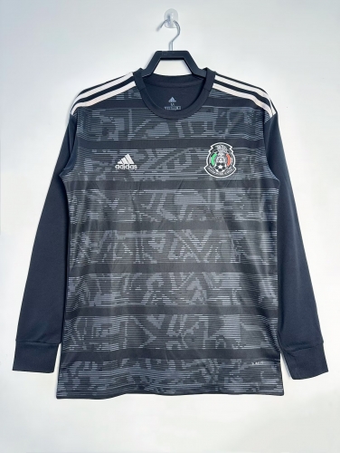 2019 Retro Version Mexico Away Black Thailand LS Soccer Jersey AAA-811