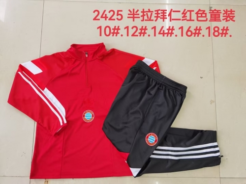 Kids 2024/25 Bayern München Red Kids/Youth Soccer Tracksuit Uniform-815