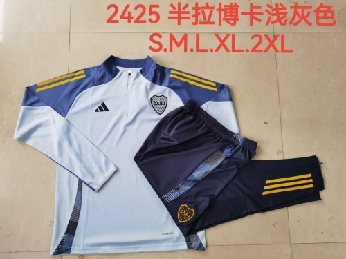 2024/25 Boca Juniors Light Gray Blue Soccer Tracksuit Uniform-815