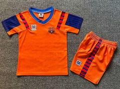 Kids 91/92 Retro Version Barcelona Away Orange Kids/Youth Soccer Uniform-1040