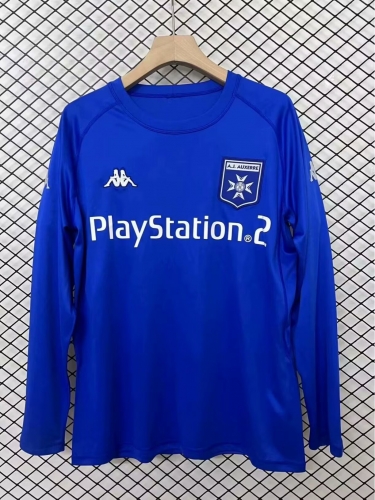 03/04 Retro Version AJ Auxerre Away Blue LS Thailand Soccer Jersey AAA-95