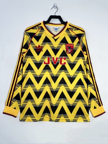 1991-93 Retro Version Arsenal Away Yellow Thailand LS Soccer Jersey AAA-710/811