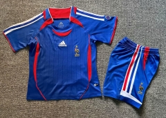 Kids 2006 Retro Version France Home Blue Kids/Youth Soccer Uniform-1040