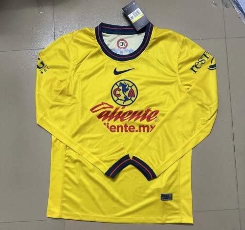 2024/25 Club América Home Yellow LS Thailand Soccer Jersey-07