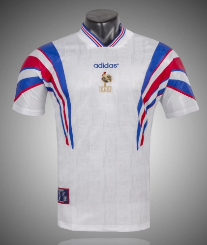 1996 Retro Version France Away White Thailand Soccer Jersey AAA-1041