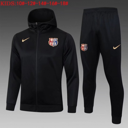 Kids 2024/25 Barcelona Black Kids/Youth Soccer Jacket Uniform With Hat-815