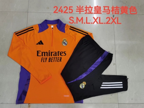 2024/25 Real Madrid Orange Soccer Tracksuit Uniform-815