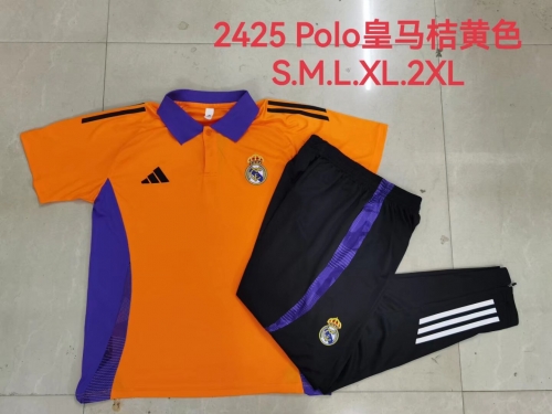 2024/25 Real Madrid Orange Thailand Soccer Polo Uniform-815