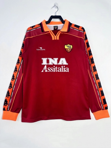 98/99 Retro Version AS Roma Home Red LS Thailand Soccer Jersey AAA-811