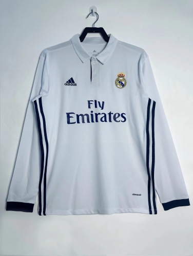 16-17 Retro Version Real Madrid Home White LS Thailand Soccer Jersey AAA-301/601/811