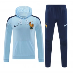 2024/25 France Sky Blue Thailand Soccer Tracksuit Uniform With Hat-418