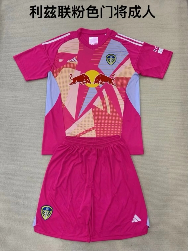 2024/25 Leeds United Goalkeeper Pink Red Thailand Soccer Uniform-208