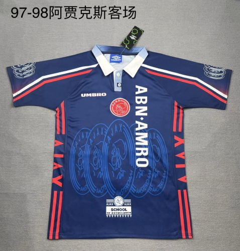 1997/98 Retro Version Ajax Away Blue Thailand Soccer Jersey AAA-709