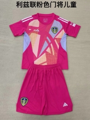 Kids 2024/25 Leeds United Goalkeeper Pink Red Kids/Youth Thailand Soccer Uniform-208