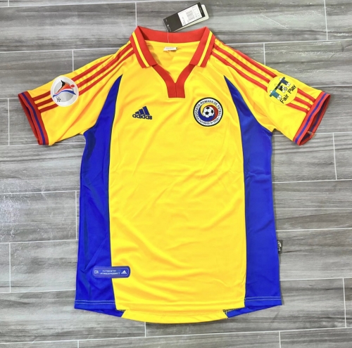 2000 Retro Version Romania Home Yellow Thailand Soccer Jersey-JM