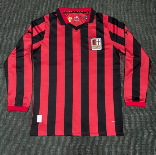 125th Commemorative Version 2024/25 AC Milan Red & Black LS Thailand Soccer Jersey AAA-410/312/416