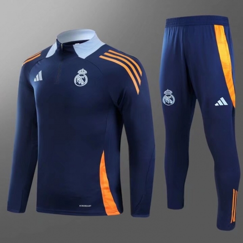 2024/25 Real Madrid Cyan Soccer Tracksuit Uniform-GDP