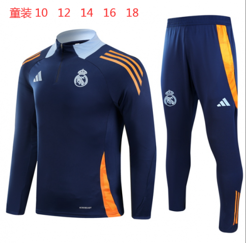 Kids 2024/25 Real Madrid Cyan Kids/Youth Soccer Tracksuit Uniform-GDP