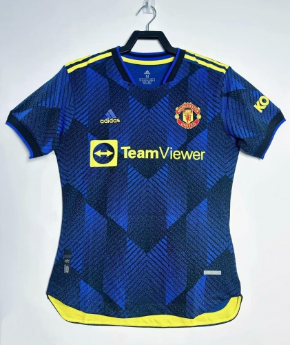 Player Version 2021/22 Manited United 2nd Away Blue Thailand Soccer Jersey AAA-811