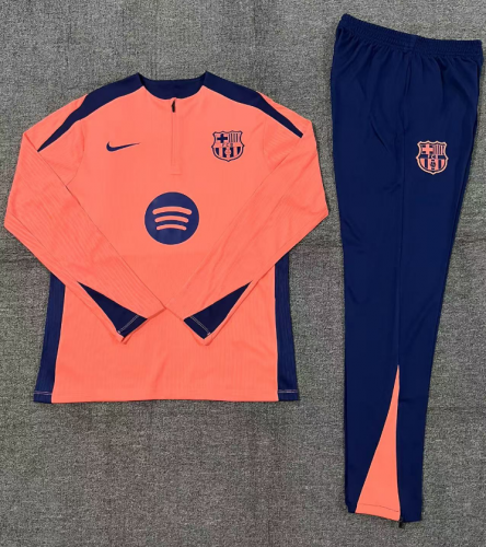 Player Version Kids 2024/25 Barcelona Orange Pink Kids/Youth Thailand Soccer Tracksuit Uniform-801