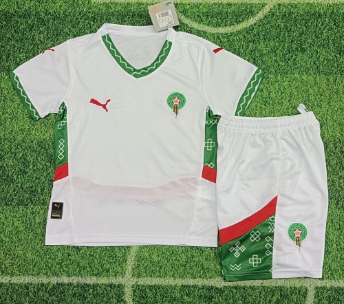 Kids 2024/25 Morocco Away White Kids/Youth Soccer Uniform-123