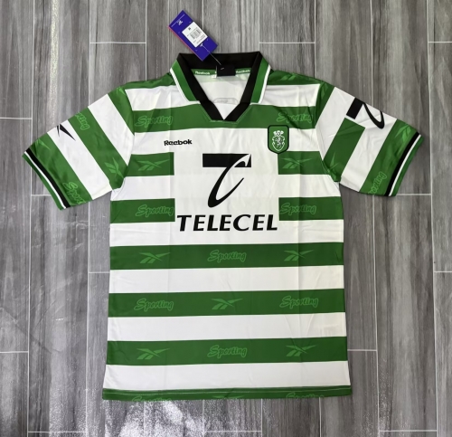 99/00 Retro Version Sporting Lisbon Home Green& White Thailand Soccer Jersey AAA-JM