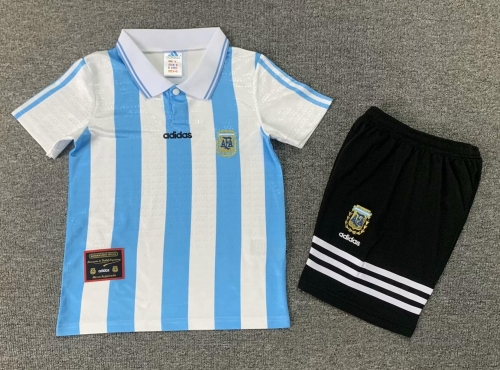 Kids 1994 Retro Argentina Home Blue and White Kids/Youth Soccer Uniform-1040