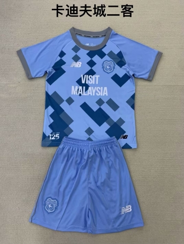 Kids 2024/25 Cardiff City 2nd Away Blue Kids/Youth Soccer Uniform-208