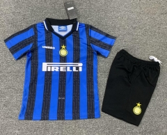 Kids 97/98 Retro Version Inter Milan Home Blue & Black Kids/Youth Soccer Uniform-1040