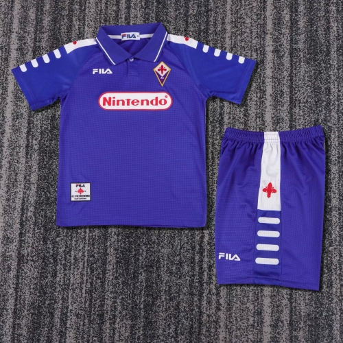 Kids 98/99 Retro ACF Fiorentina Home Purple Kids/Youth Soccer Uniform-811