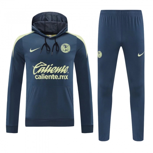 2024/25 Club América Navy Blue Soccer Tracksuit Uniform With Hat-418