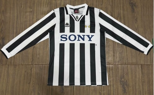 95/96 Retro Version Juventus Home Black & White Thailand LS Soccer Jersey AAA-601