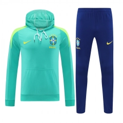 2024/25 Brazil Fluorescent Green Soccer Tracksuit Uniform With Hat-418