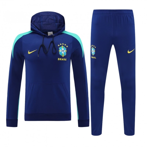 2025/26 Brazil Blue Soccer Tracksuit Uniform With Hat-418