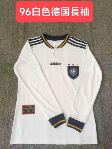 1996 Retro Version Germany Home White LS Thailand Soccer Jersey AAA-709