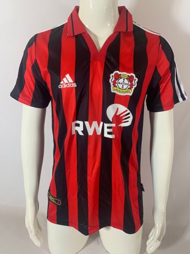 01/02 Retro Version Bayer 04 Leverkusen Home Red & Black Thailand Soccer Jersey AAA-811