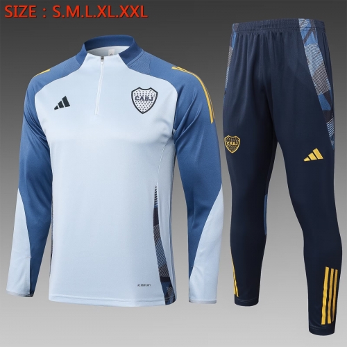 2024/25 Boca Juniors Light Gray Blue Soccer Tracksuit Uniform-815