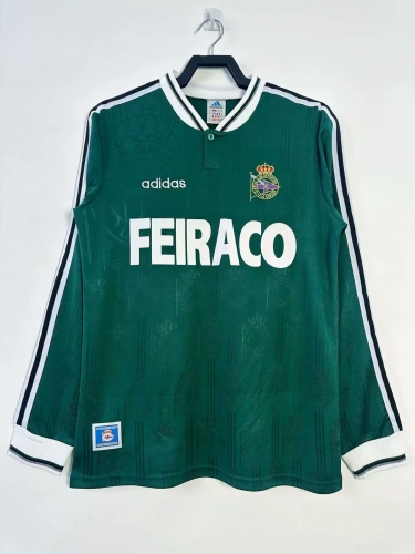 99/00 Retro Version Deportivo de La Coruña Away Green LS Thailand Soccer Jersey AAA-811