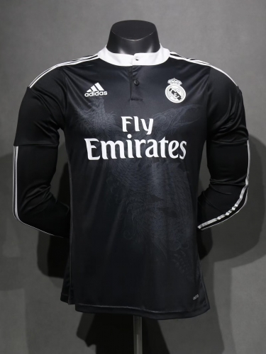 Player Retro Version 2014/15 Real Madrid 2nd Away Black LS Thailand Soccer Jersey AAA-703