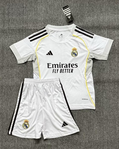 Kids 2025/26 Real Madrid Home White Kids/Youth Soccer Uniform-516