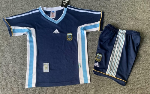 Kids 1998 Retro Argentina Blue Kids/Youth Soccer Uniform-1040