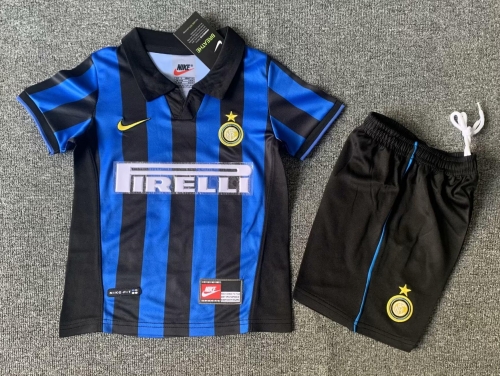 Kids 98/99 Retro Version Inter Milan Home Blue & Black Kids/Youth Soccer Uniform-1040