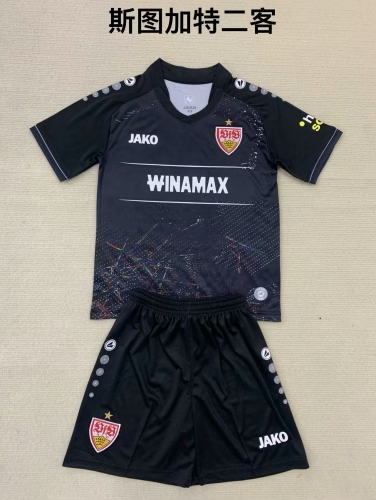 Kids 2024/25 VfB Stuttgart 2nd Away Black Kids/Youth Soccer Uniform-208