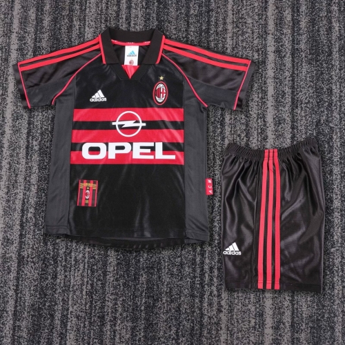 98/99 Retro Version AC Milan 2nd Away Black Kids/Youth Soccer Uniform-811