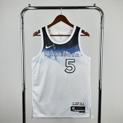 25 Season Cityr Version NBA Minnesota Timberwolves White #5 Jersey-311