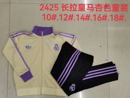 Kids/Youth 2024/25 Real Madrid Apricot Thailand Jacket Uniform-815