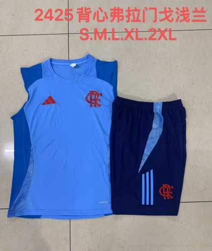 2024/25 Flamengo Light Blue Shorts-Sleeve Soccer Tracksuit Vest Uniform-815